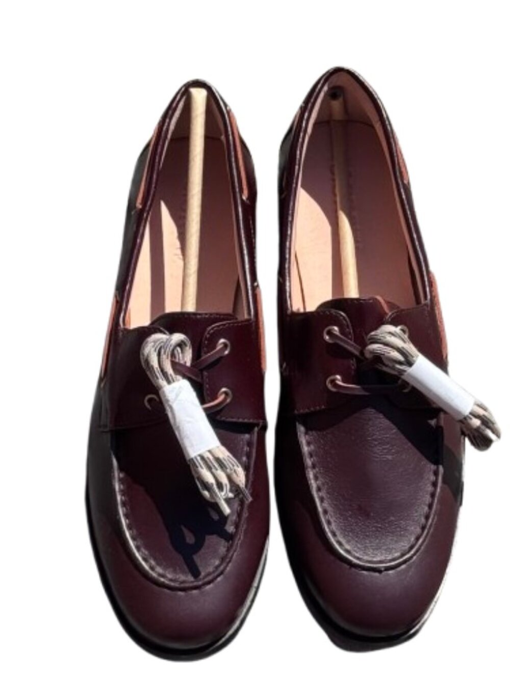 NWB Classic Brown Leather Lace-Up Casual Boat Shoes Loafers (Women's Size 10) - Picture 2 of 12